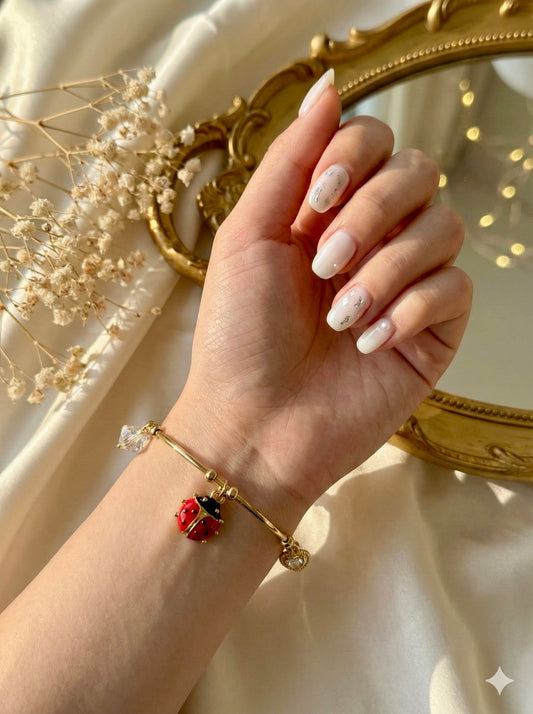 Lucky Ladybug Charm Cuff Bangle