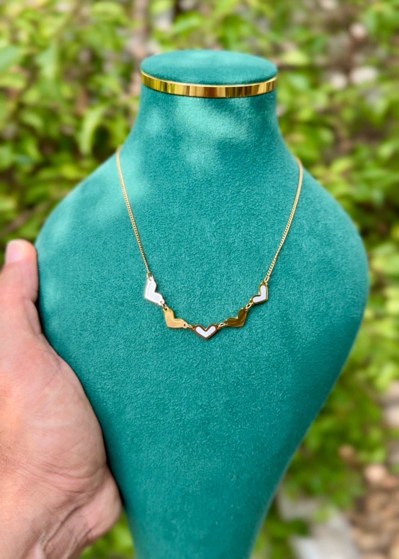 Twin Tone Heart Link Necklace 🤍✨