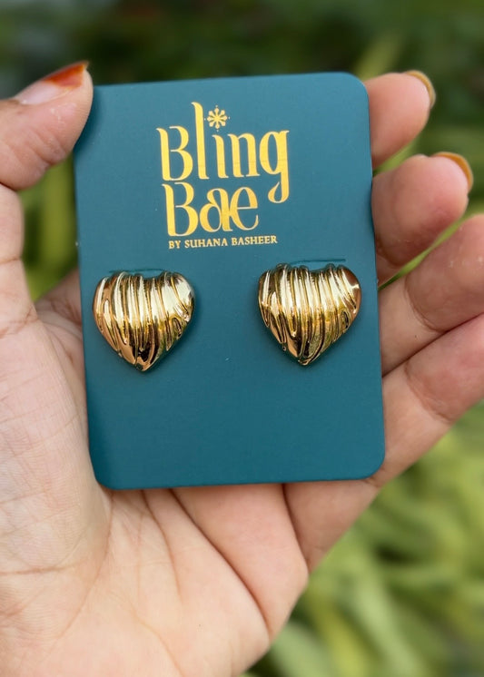 Golden Crush Heart Studs