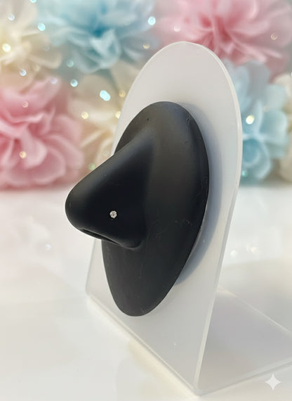 Sparkle Nose Stud (L-bend Titanium-silver - Stone 2mm)