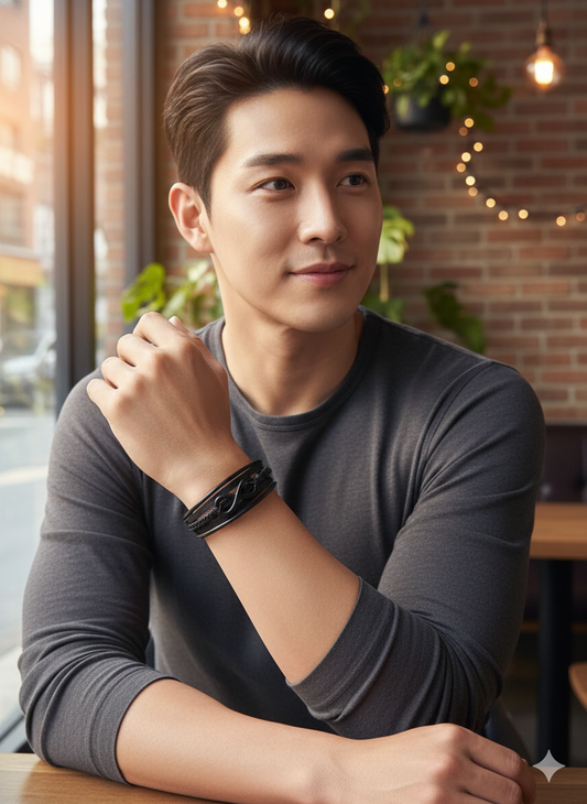 Infinity Noir Leather Wristbands