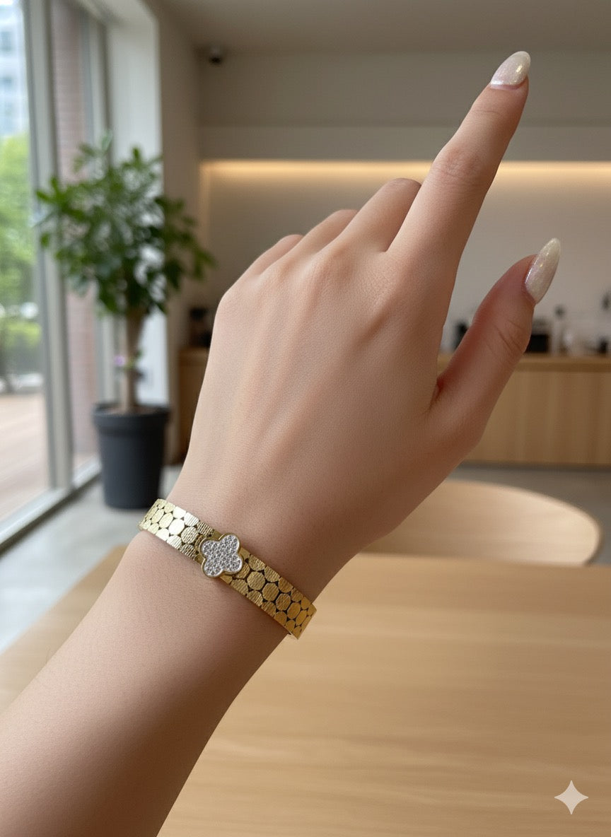 Hex Clover Cuff Bangle