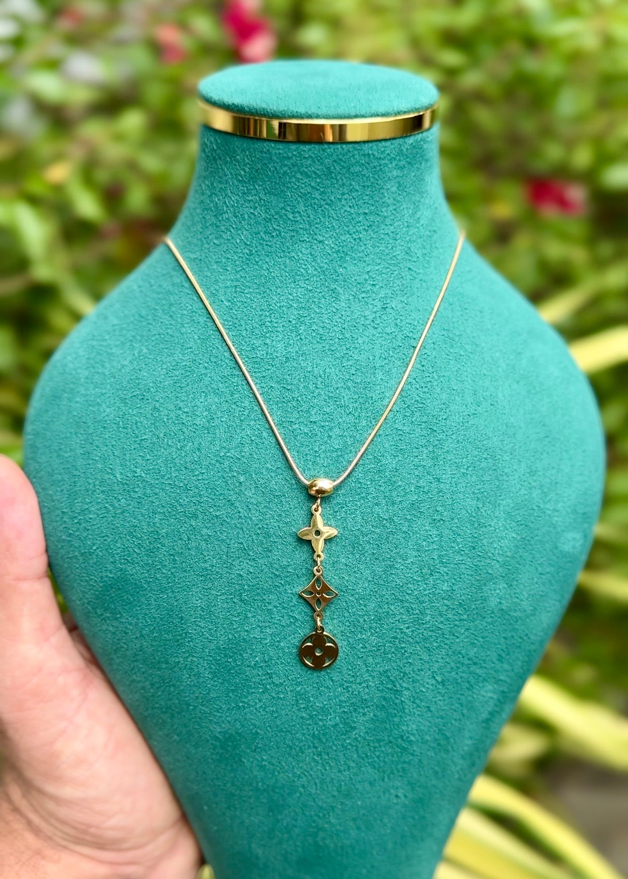Elegant Trio Charm Drop Necklace ✨