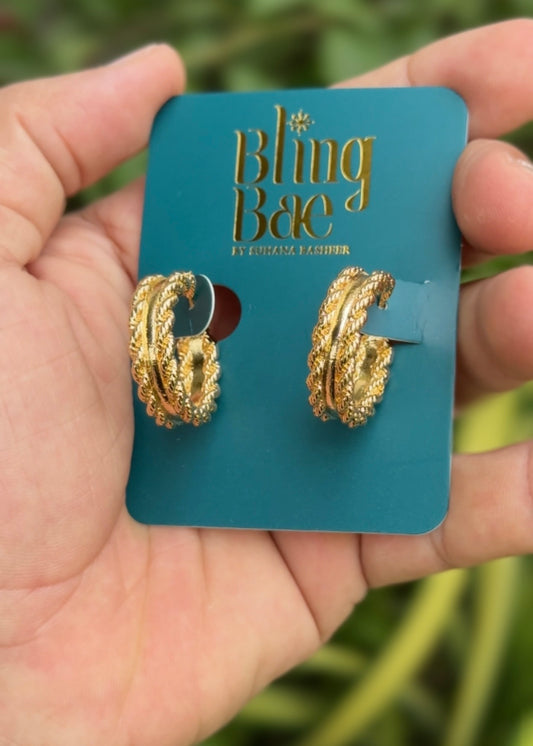 Golden Twirl Luxe Hoops Earrings