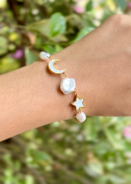 Celestial Pearl Charm Bracelets 🌙⭐