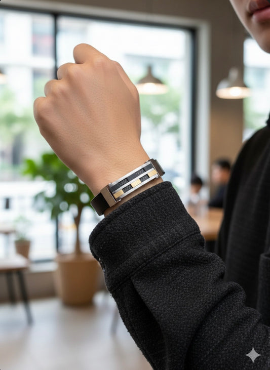 Carbon Grid Steel Wristbands
