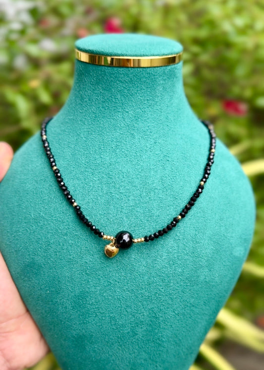 Midnight Heart Bead Necklace 🖤 ✨