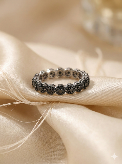 Noir Blossom Eternity Rings