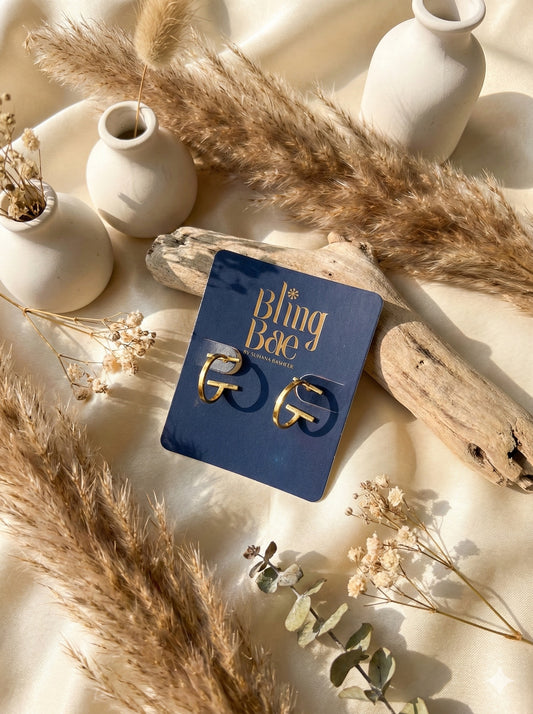 Letter Accent Hoop Earrings (Small size)