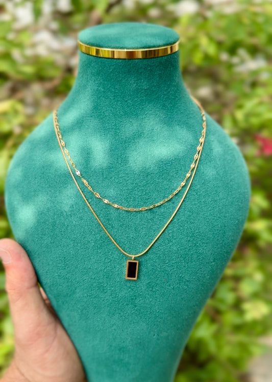 Noir Layered Bar Necklace 🖤✨