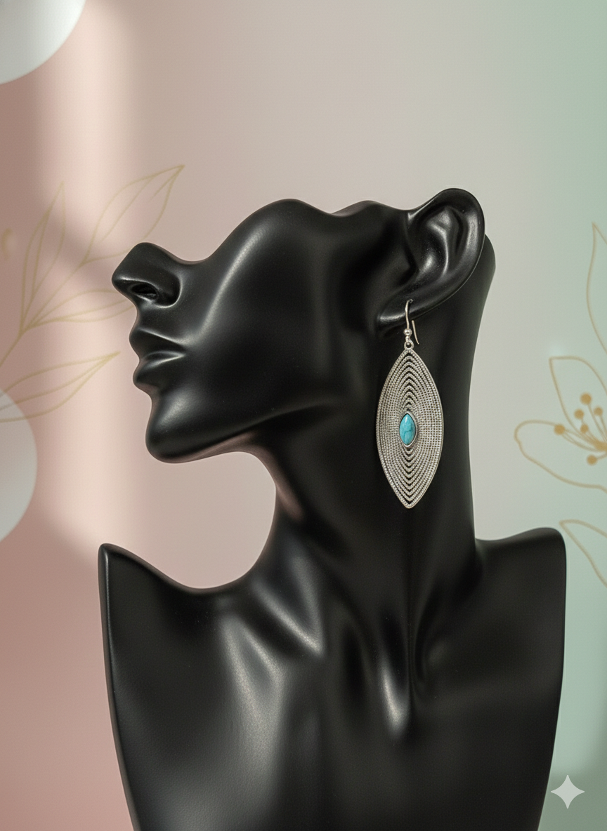 Silver Mirage Turquoise Drop Earrings