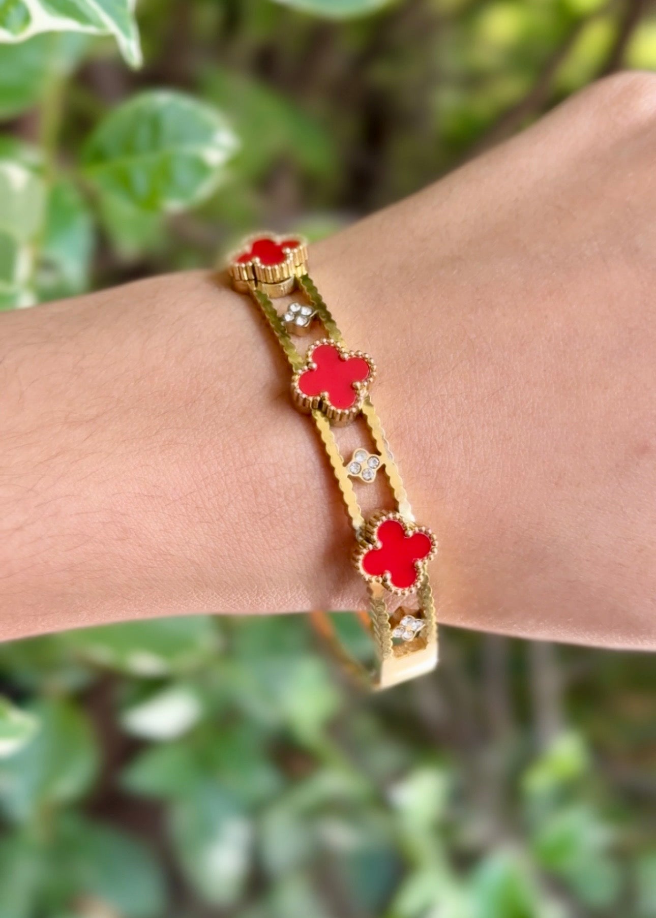 Ruby Clover Luxe Cuff Bangles ❤️‍🔥✨ (316L Grade)