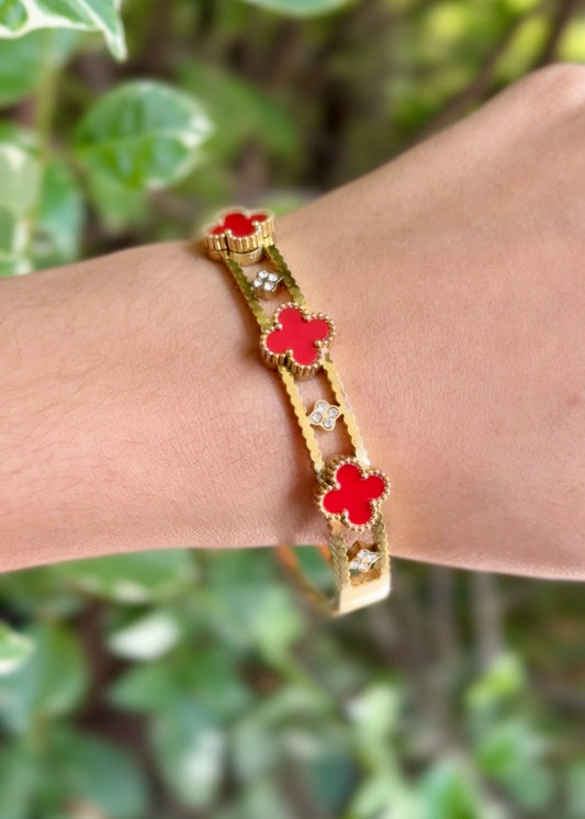 Ruby Clover Luxe Cuff Bangles ❤️‍🔥✨ (316L Grade)