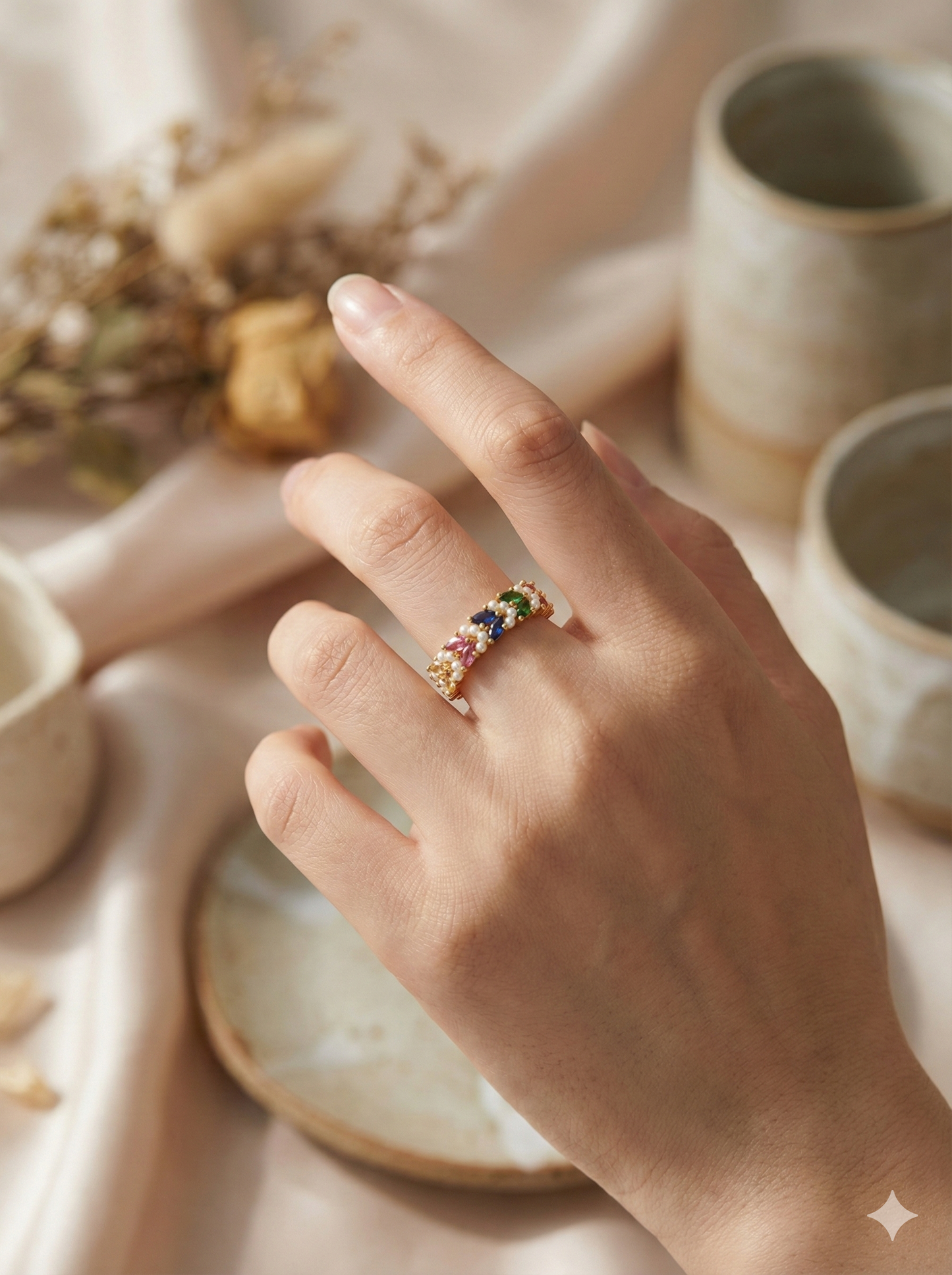 Rainbow Pearl Rings