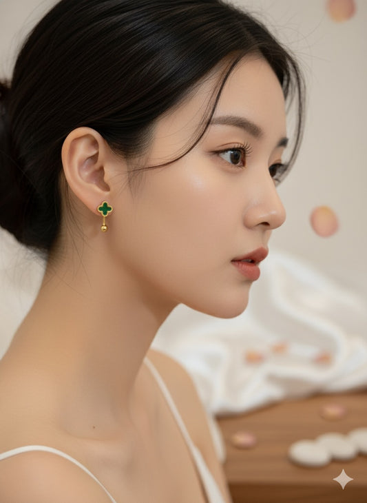 Emerald Cloverleaf Drop Earrings