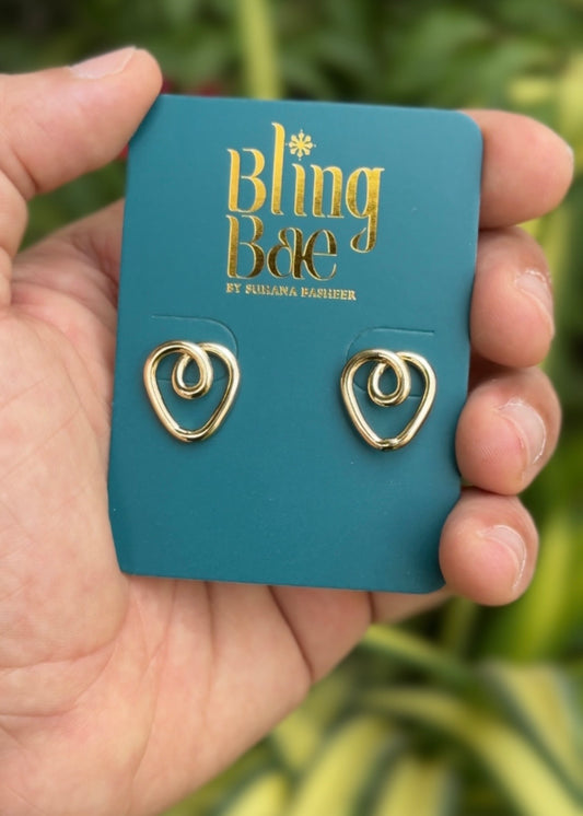 Golden Heart Loop Studs