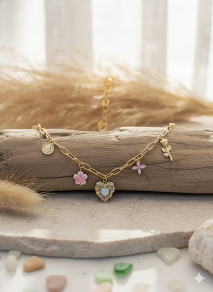Blossom Heart Charm Necklace