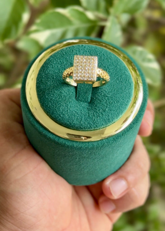 The Square Pavé Signet Ring✨(Adjustable)