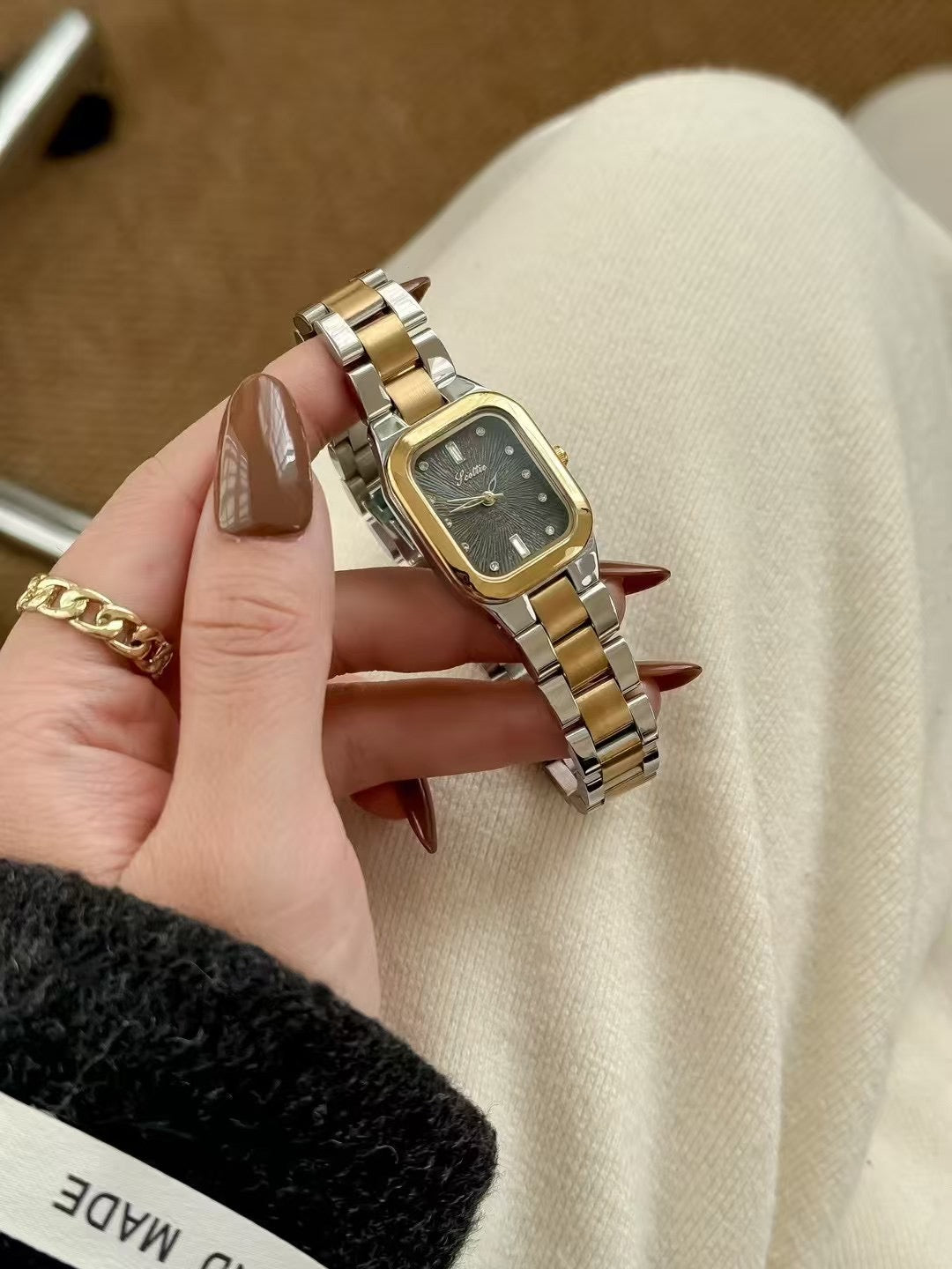 Scottie Two-Tone Luxury Rectangular Bracelet Watch ✨ Silver & Gold Link