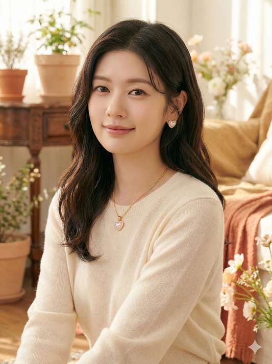The Blushing Heart Necklace & Earrings Set