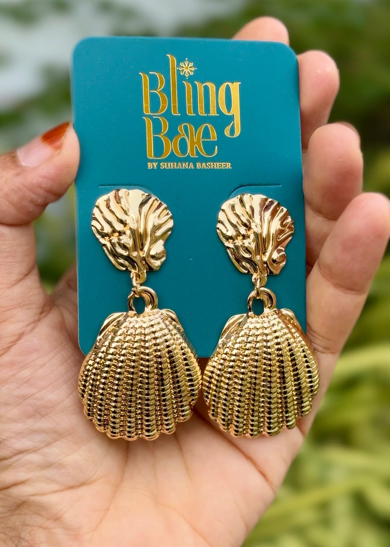 Golden Seashell Drop Earrings