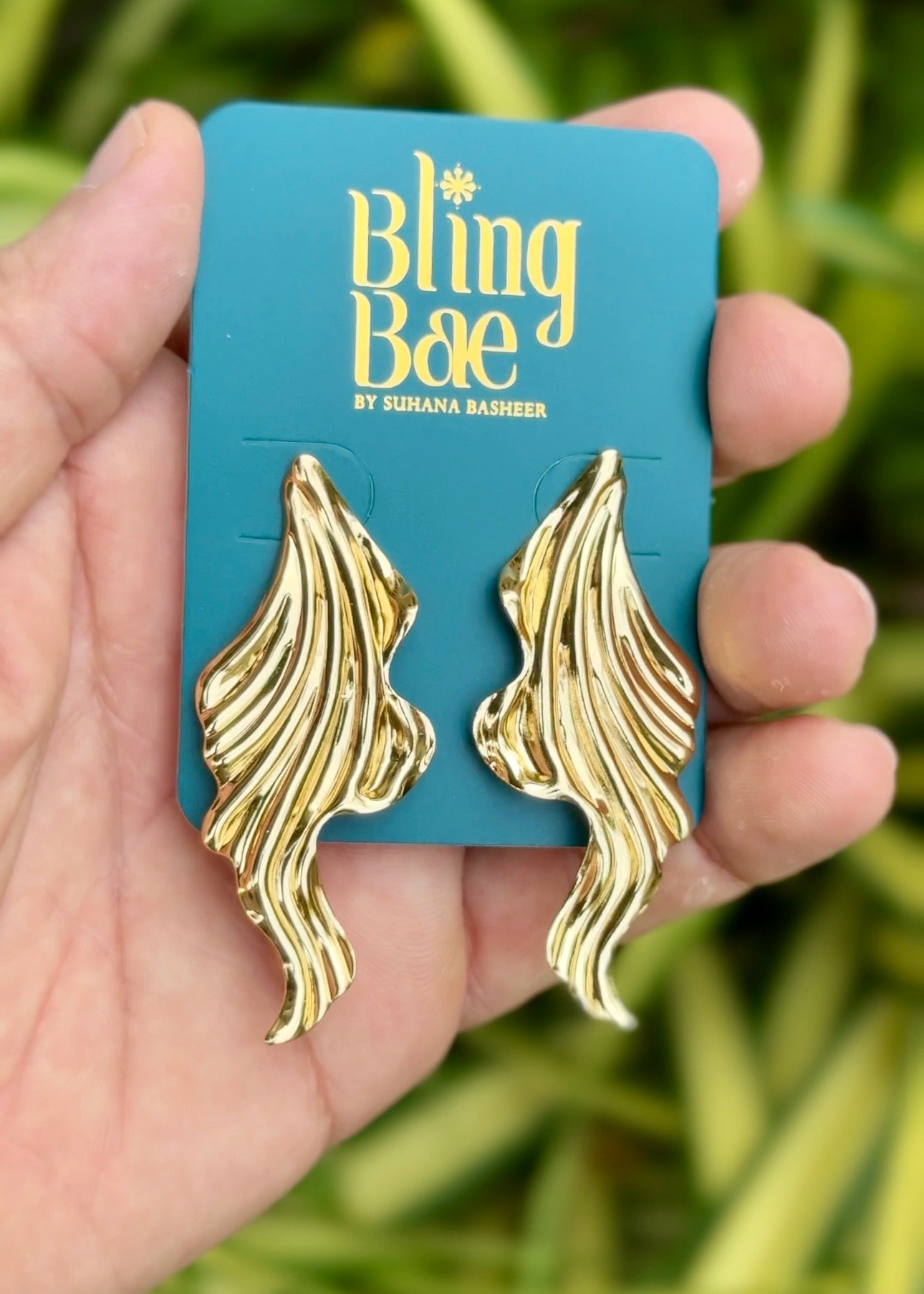 Golden Flow Wave Statement Earrings