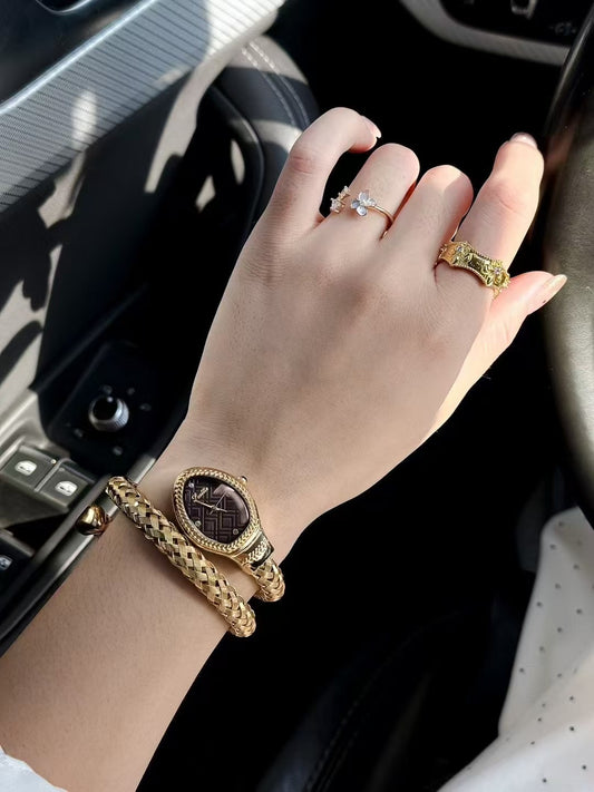 Scottie Luxury Snake-Style Bracelet Watch ✨ Braided Gold Design