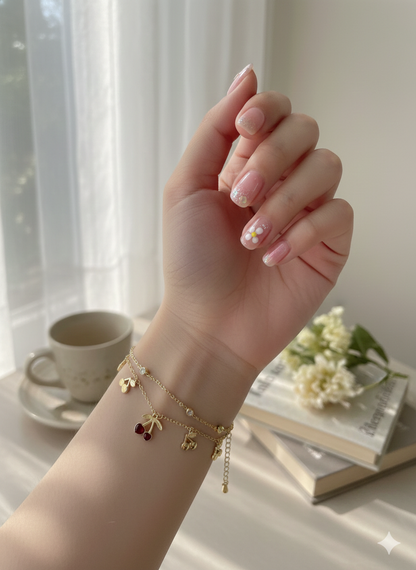 Cherry Charm Anklet/Bracelet (Single Piece)