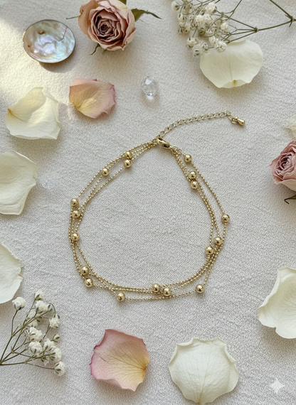 Golden Beads Anklet/Bracelet (Single Piece)