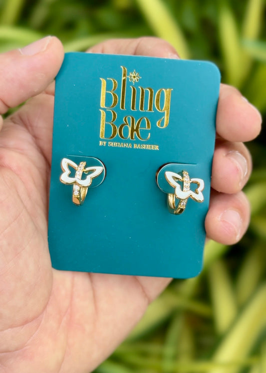 Crystal Butterfly Huggie Earrings