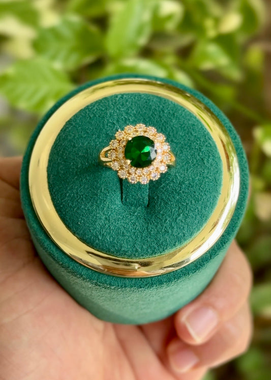 Imperial Green Halo Ring✨(Adjustable)