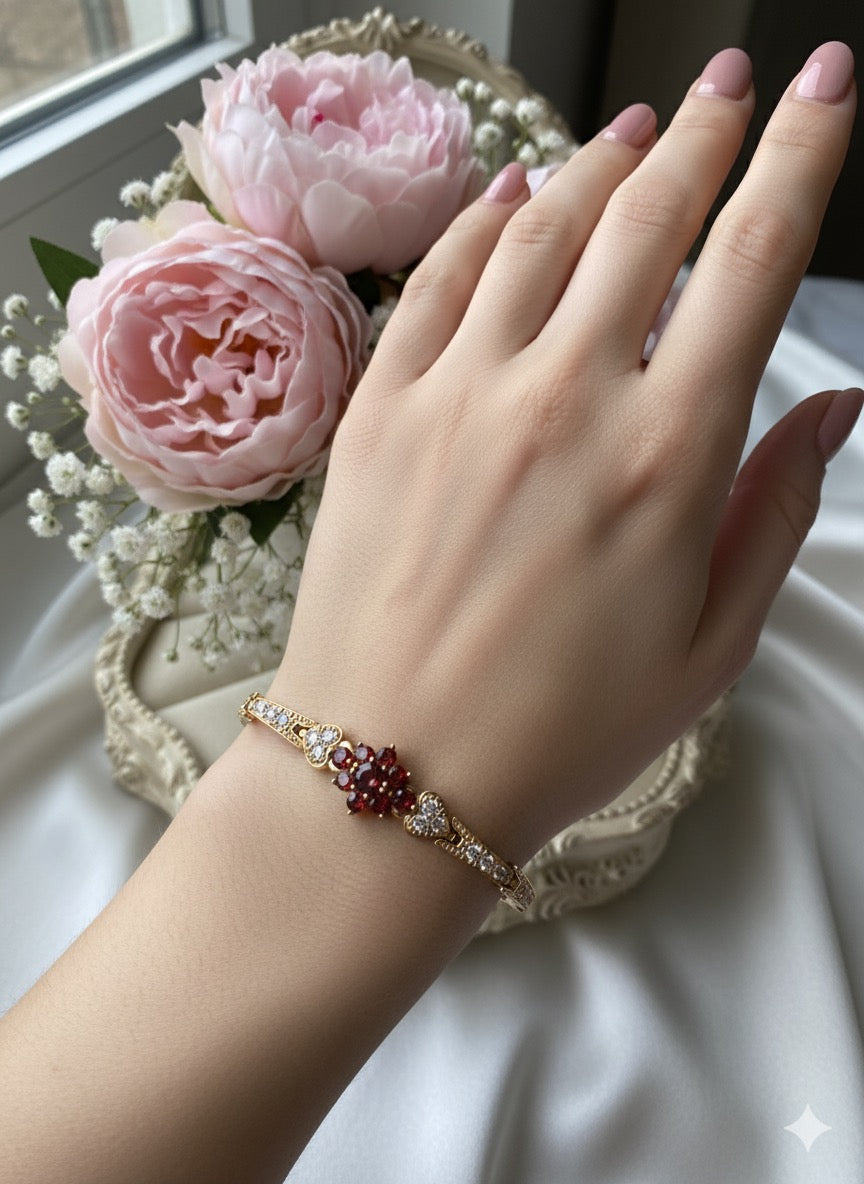 The Ruby Heart Line Bracelet